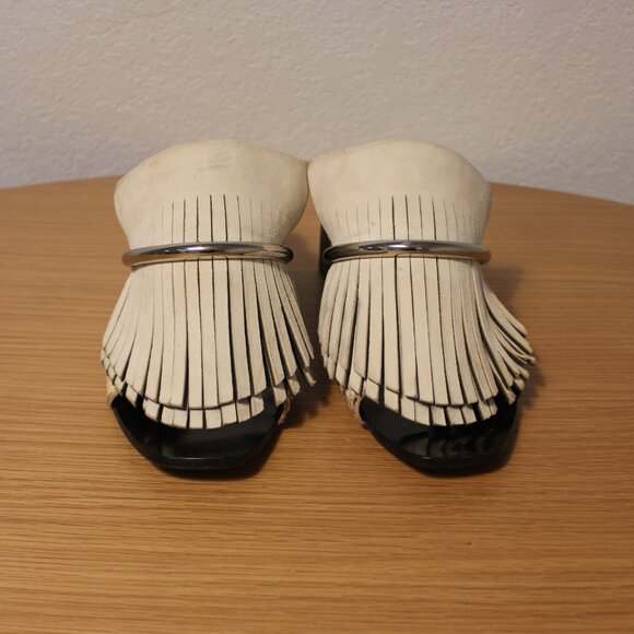 Proenza Schouler Animal Print Fringe Trim Accent Slides - Picture 2 of 7